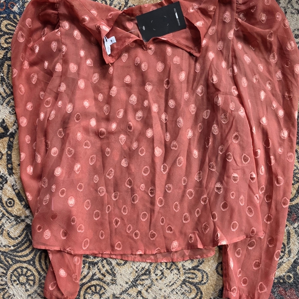 Fashion Nova Red Polka Dot Blouse